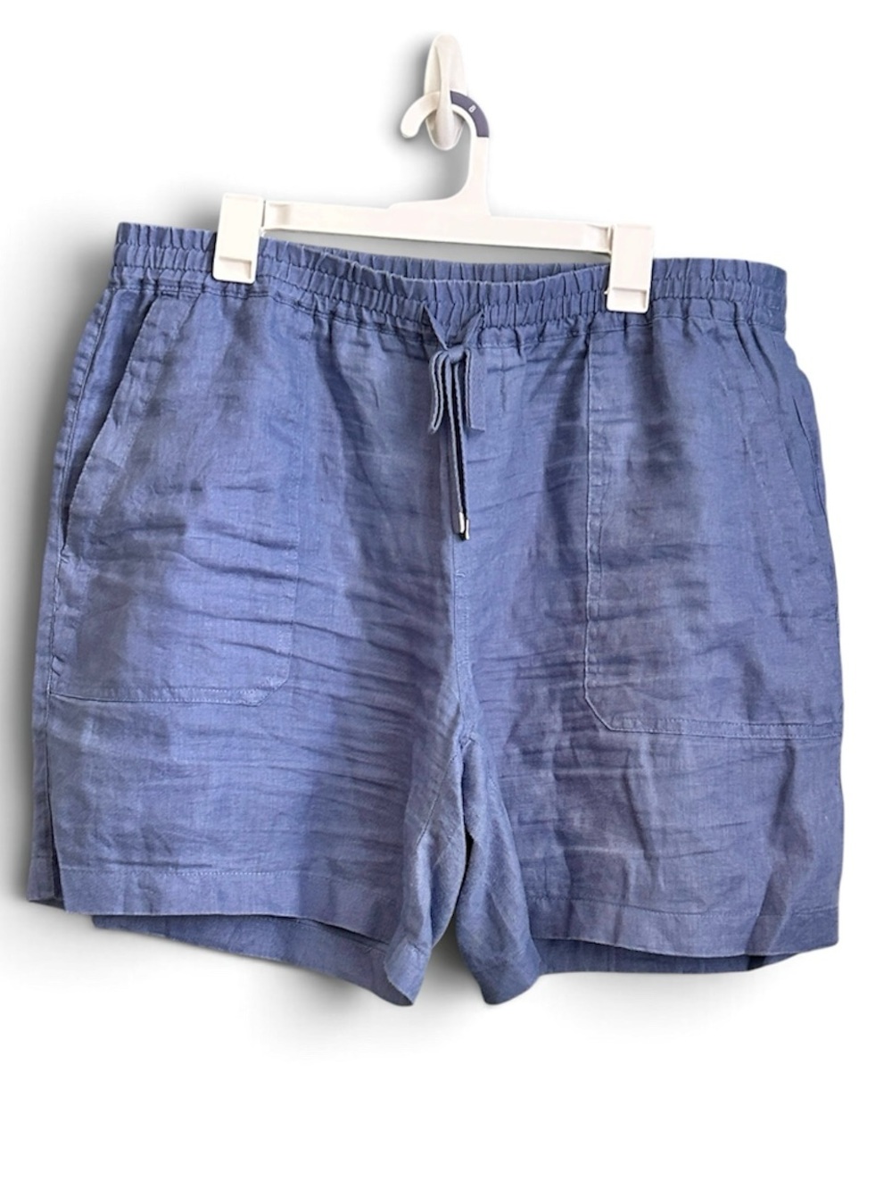 Lauren Ralph Lauren High Waist Linen Drawstring Shorts Light Blue Size 14